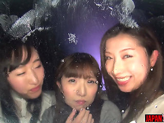 Tsubaki Kato and Himari Ogawa Initiate Ryo Kitakata Into Lesbian Tongue Kissing (レズ)