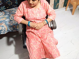 Desi beautiful bhabhi sitting on the chair waiting for her husband and brother-in-law fucked her.