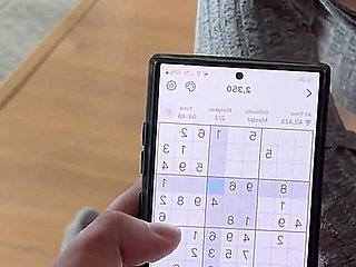 My Stepson Plays Sudoku and I Play with His Cock!!