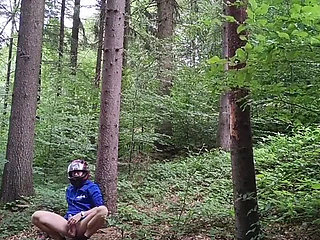 Forest Risk: Jerking off a Dick Under a Busy Road