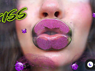 Melting Purple Metal Lips: Shiny Kisses & Messy Spit Play