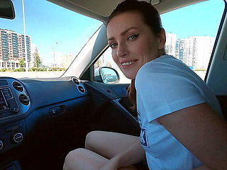 Luna Roulette Swallows Cum in Car - Public Blowjob & Parking Lot Fun