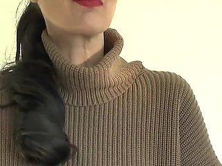Cum on My Sweater! Lady Victoria Valente in a Thick Turtleneck Sweater