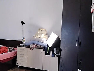 Sexy Latina Tries on and Cuts Clothes. Sexy Latina with Hairy