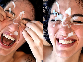 Real Female Squirting Orgasm - Huge Cumshot on Face - the biggest load of cum ever
