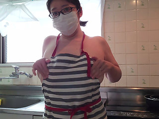 A Married Woman Masturbating Lewdly in the Kitchen