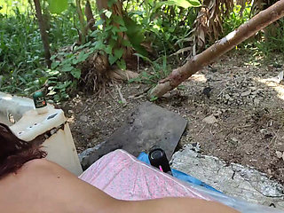 Hitting a big ass from the back and creampie her pussy
