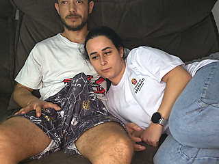 The stepsister is seduced by her stepbrother while they watch the game