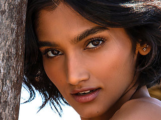 Indian cougar beauty outdoor striptease