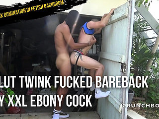 slut twink fucked barebakc by XXL ebony cock