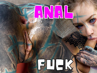 Inked Hippie's Solo Dildo Ass play and ANAL Fuck Big Cock