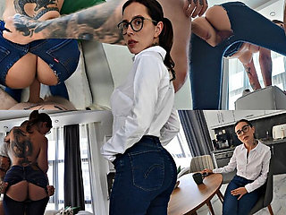 Stepsister Was Going to an Interview, but I Tore Her Jeans and Ass!