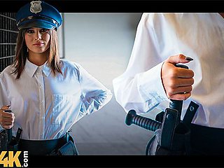 Playful Michael Fly and Lucy Mendez at uniform movie