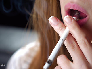 Soft Russian Beauty Smoking Cigarette Calm Moments