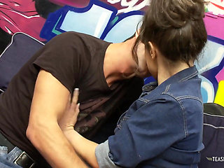 Sloppy kisses excite the brunette for the hardcore pummeling that is about to go down