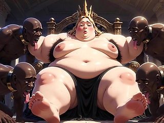 SSBBW Queen Body Worship - Slaves Licking Her Entire Body to Orgasm