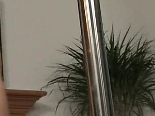 Hot Brunette Strips on Pole and Fingers Herself to Orgasm