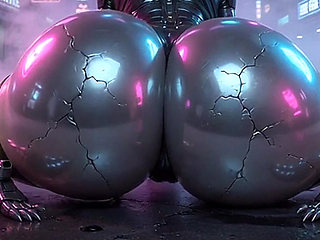 sexy curvy robot pleasing her master