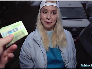 Blonde Pizza Delivery Girl With Big Natural Boobs Gets Her Wet Pussy Filled