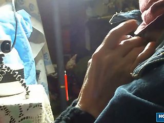 Busty granny sucks small cock and craves for a taste of cum