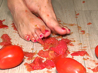 Hot Latina Tramples on Tomatoes and Gets Her Beautiful Feet Dirty!