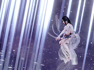 Ancient Style Hanfu Erotic Appeal Jiggling Breasts Bare Feet