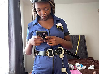 Police officer ready with handcuffs