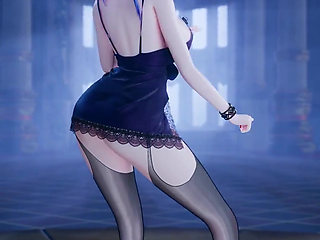 mmd T-ara - Number Azur Lane Lace Lingerie Crotchless Black Stockings