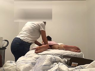 Sensual handjob with a happy ending in an Asian massage parlor