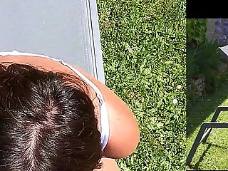 Beautiful MILF in Sexy White Lingerie Gets Fucked Doggystyle Outside and Cums on Her Big Ass