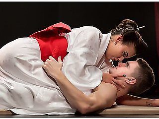 Footjob In Wooden Sandals, Then She Deepthroats Him Blindfolded On Stage