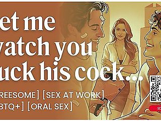 Asmr Audio Porn: Bisexual Male Mfm Threesome With Femdom Female Boss Cock Sharing & Dp - Erotic Audio