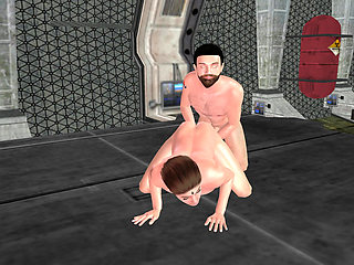 Animated 3D Gay Cartoon Porn - Man Fisting Ass Then Standing Fuck in Space Station
