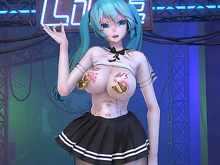 Hatsune Double Ponytail Nipple Nail Meat Urinal Obscene Pattern Student Jk Uniform Opening Black Silk