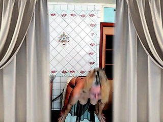 Hot Housewife Lukerya in the Kitchen with Naked Breasts