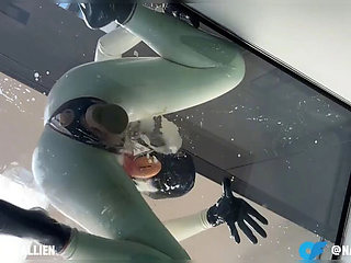 Natallien's Latex Suit Creamy Dildo Fuck - BDSM Creampie & Orgasm