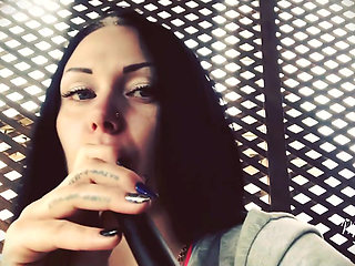 Blowing shisha smoke from itching nose and scratching it all the time!