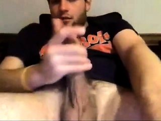 Str8 Guy Strokes Big Cock on Webcam