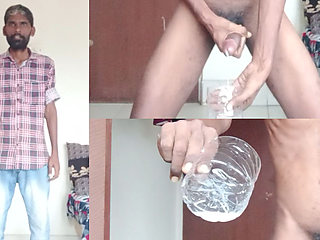 Rajesh Playboy 993 Masturbating Big Cock in the Bedroom and Cumming in the Glass. Huge Cumshot
