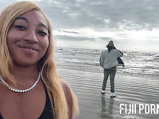 Black girl on the beach get fuck by massive bbc