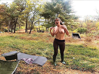 Hot Stepmom Flashes Her Tight Pantyhose Ass While Camping - Sammi Starfish