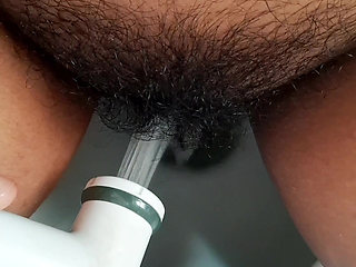 Pissing in bathroom and hardly Squirting Orgasm then moaning