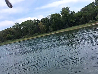 Sexy Granny Swims Naked in a Lake!