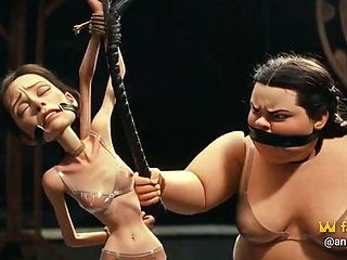 Skinny Slave in Bondage Whipped by Fat SSBBW Mistress