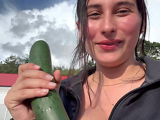 Pregnant woman shoves a pennine in her ass with great pleasure until orgasm