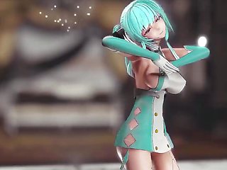 Saint Louis Hentai Undress Dance Azur Lane Wiggle Wiggle Big Boobs Mmd 3D Clear Blue Hair Color Edit Smixix