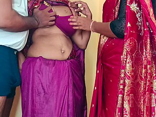 Stepsisters Enjoying Threesome Romance In Bed With Neighbour Batchelor Men