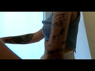 Hot girl tease in short mini tennis skirt and college uniform