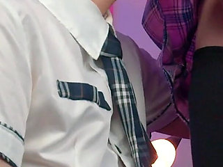 Locked femboy slave's balls and girl's tongue