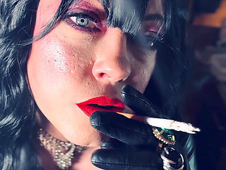 Leather Clad Tina Snua Smokes A Cork Cigarette - You Love Me Dressed Head To Toes In Leather - Gloves